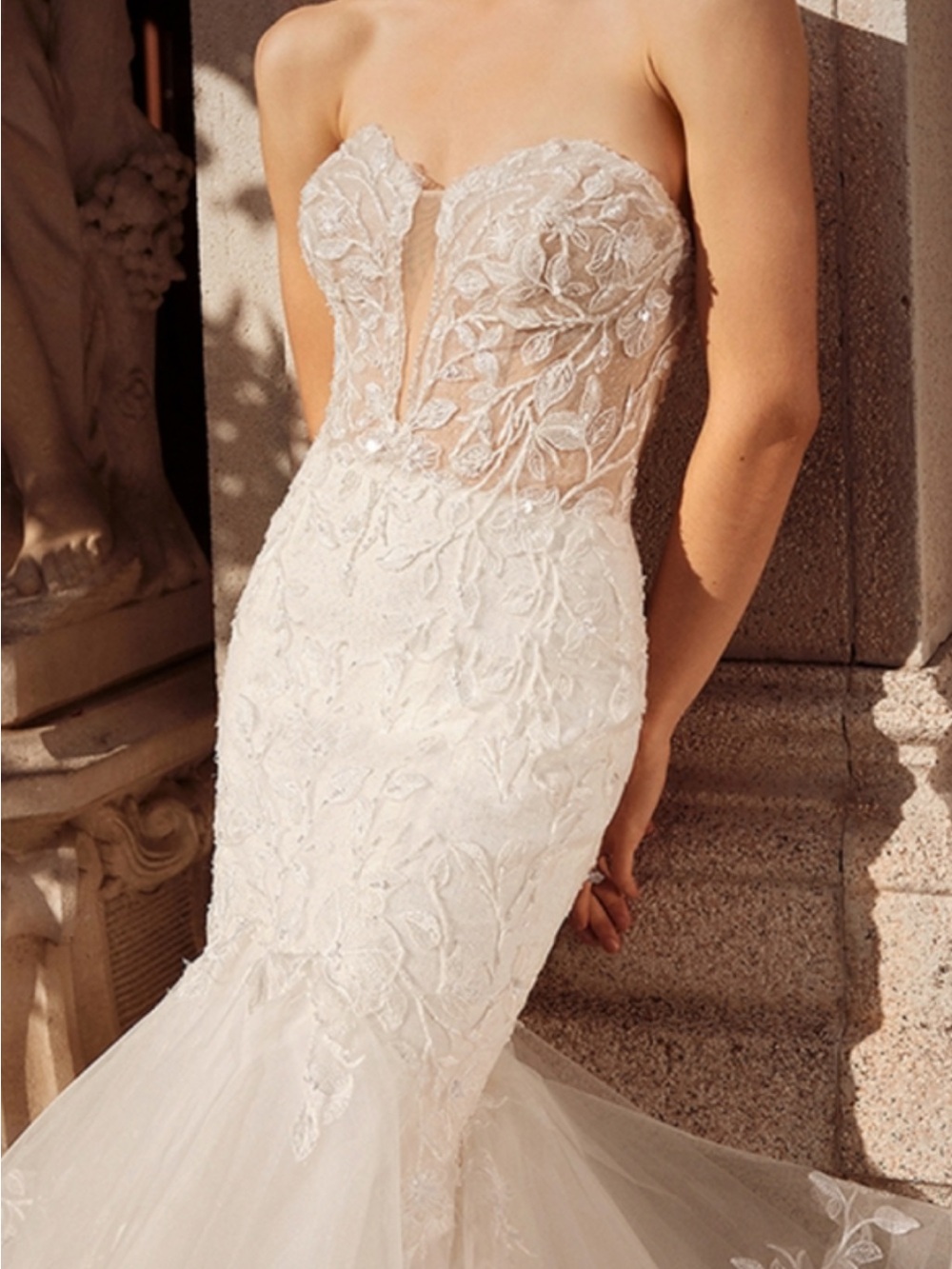 Elegant Justin Alexander White Mermaid Lace Wedding Dress NWT - Picture 6 of 15